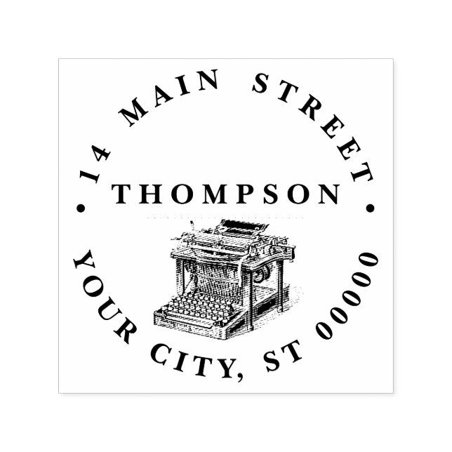 Sello Automático Litografía de máquina de escribir de época (Diseño)