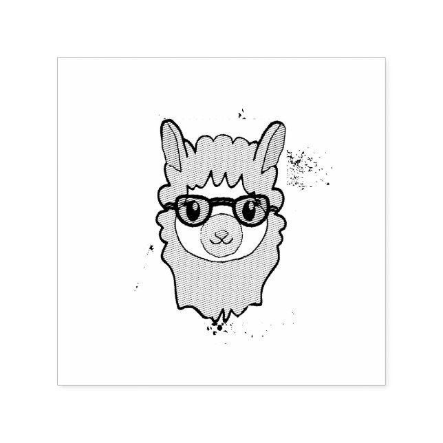 Sello Automático Llama Cuta Con Dibujo De Gafas (Diseño)