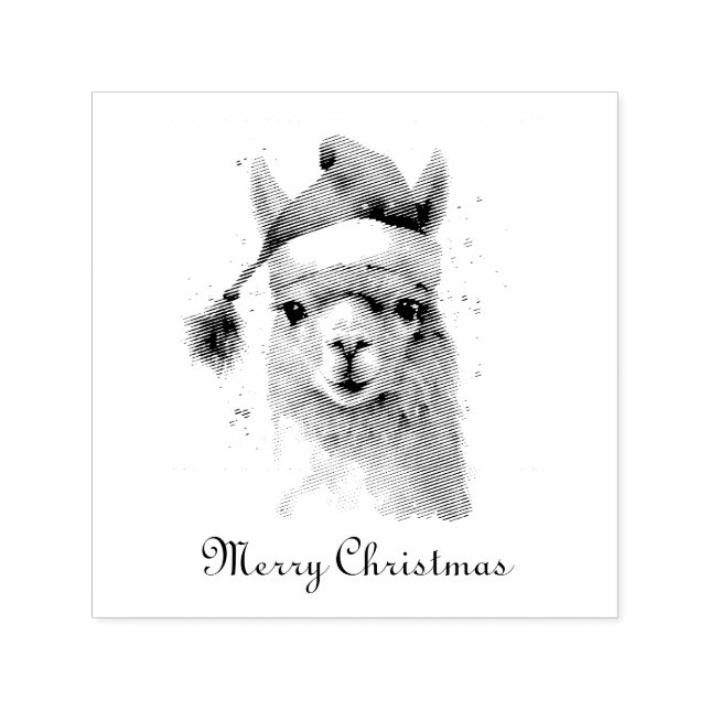 Sello Automático Llama de Navidad sombrero de Santa con texto perso (Diseño)