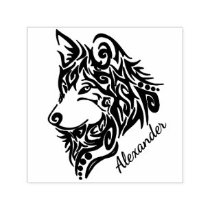 Sello Automático Lobo tribal con nombre