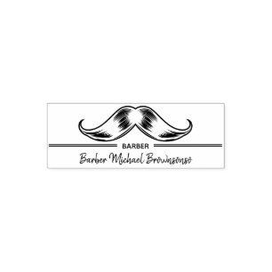 Sello Automático Logo de línea Bigote Barbería Simple