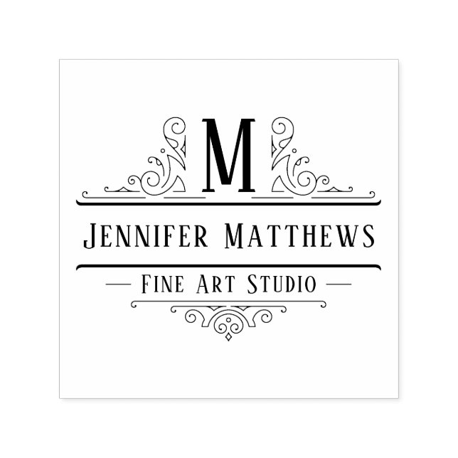 Sello Automático Logo De Swirls Decorativos De Arte Decorativo | (Diseño)