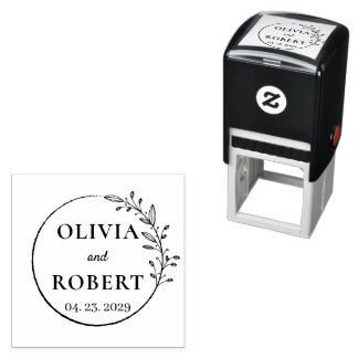 Sello Automático Logo del boda botánico de la guirnalda floral Boho