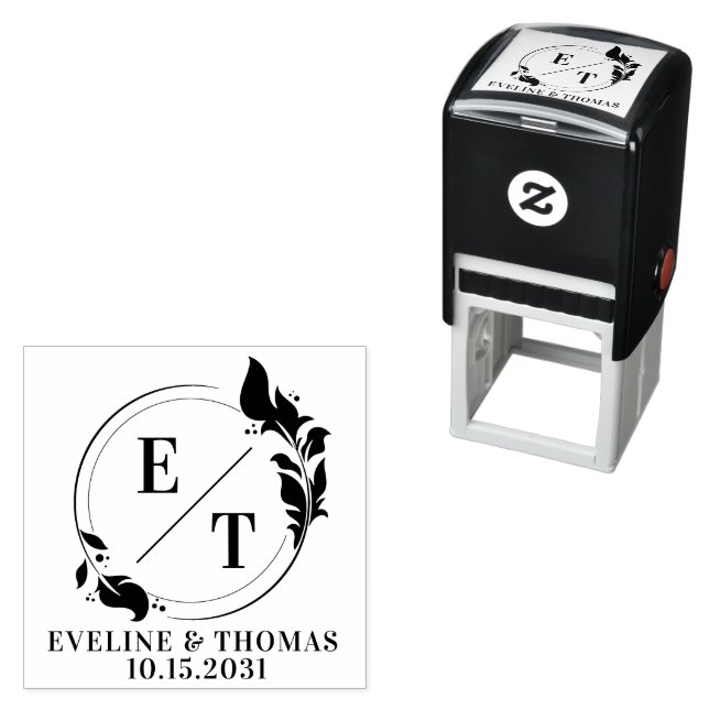 Sello Automático Logo del monograma del boda de la corona tropical  (In Situ)