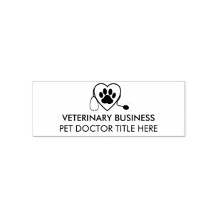 Sello Automático Logo Veterinario Corazón de Garra Estetoscopio Mas