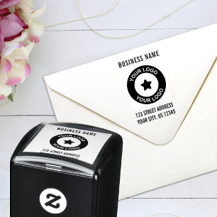 Sello Automático Logotipo Comercial Personalizado Dirección de Devo