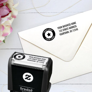 Sello Automático Logotipo Comercial Personalizado Dirección de Devo