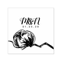 Logotipo de boda Algodón Planta Dibujado a Mano