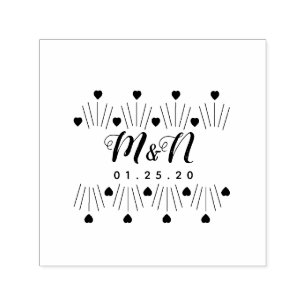 Sello Automático Logotipo de boda arte de línea corazón Geo dibujad