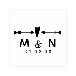 Sello Automático Logotipo de boda con nombre de parejas Flechas del