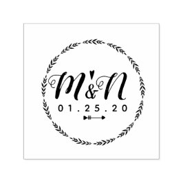 Sello Automático Logotipo de boda Corazón Flecha Tribal Corona de r