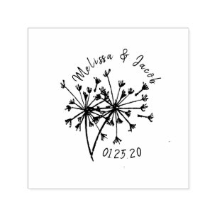 Sello Automático Logotipo de boda Dandelion Greenery Dibujado a man