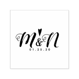 Sello Automático Logotipo de Boda Rústico Sencillo Corazón Dibujado
