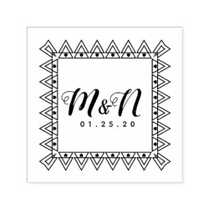 Sello Automático Logotipo de Boda Vintage Gatbsy Iniciales