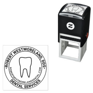 Sello Automático Logotipo de diente de dentista DDS, nombre, URL de
