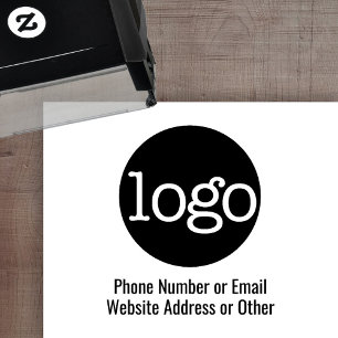 Sello Automático Logotipo de empresa con 2 líneas de texto
