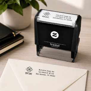 Sello Automático Logotipo de empresa con dirección de devolución pe
