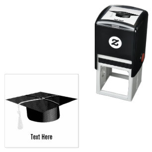 Sello Automático Logotipo de Gorro de Graduación Texto Aquí Tinta N