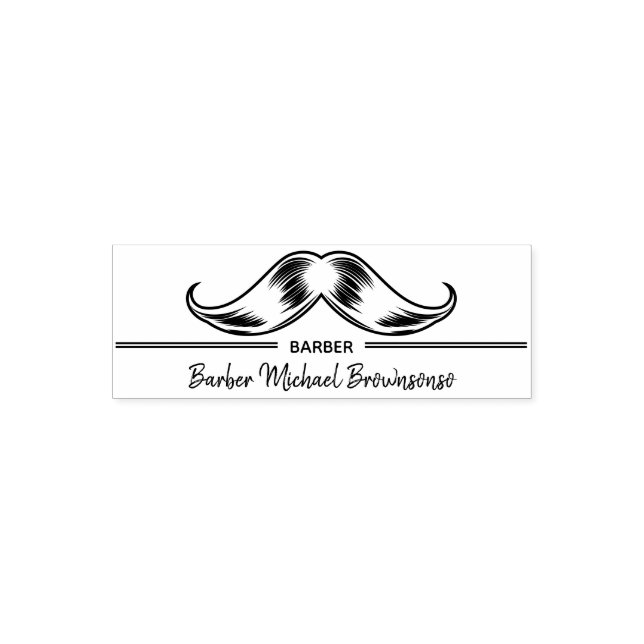 Sello Automático Logotipo de línea Mustache Simple Barbershop (Diseño)