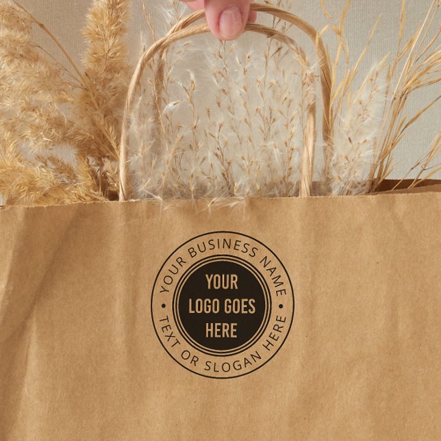 Sello Automático Logotipo de negocios redondo moderno personalizado (Rubber Stamp Mock-up)