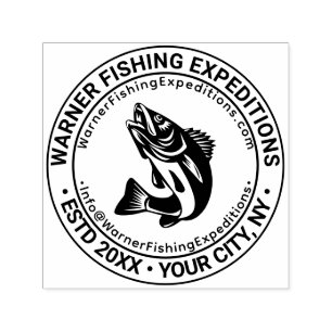 Sello Automático Logotipo de Pesca de Peces Nombre de la Empresa Ub