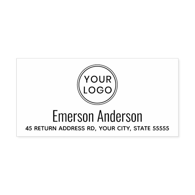 Sello Automático logotipo del personalizado y dirección o texto de  (Diseño)