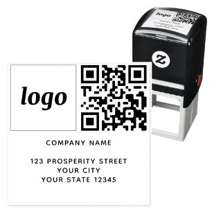 Sello Automático Logotipo simple Código QR Dirección de devolución 