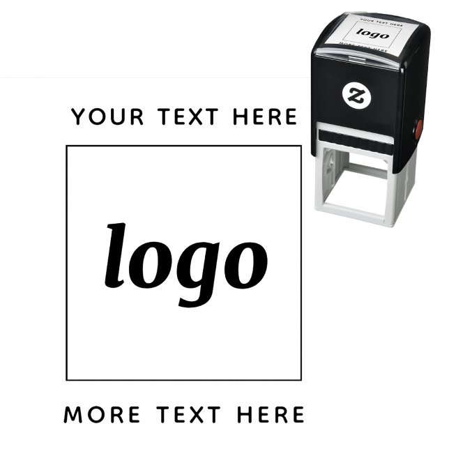 Sello Automático Logotipo simple con negocio de texto (Simple logo with custom text business branding promotional self inking stamp)