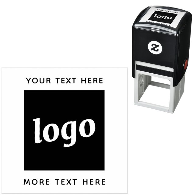 Sello Automático Logotipo simple con negocio de texto (Logo and custom text self inking stamp)
