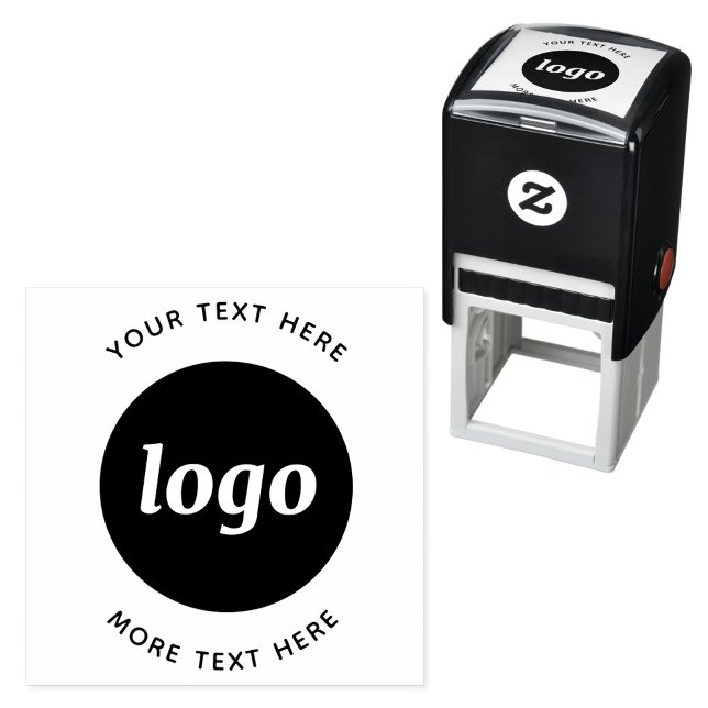Sello Automático Logotipo Simple Con Texto Empresarial (Simple logo with text business promotional self inking stamp)