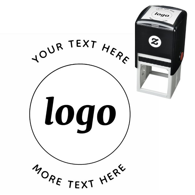 Sello Automático Logotipo Simple Con Texto Promocional Empresarial (Simple logo with custom text business branding promotional self inking stamp)
