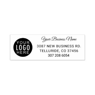 Sello Automático Logotipo y dirección comercial simples