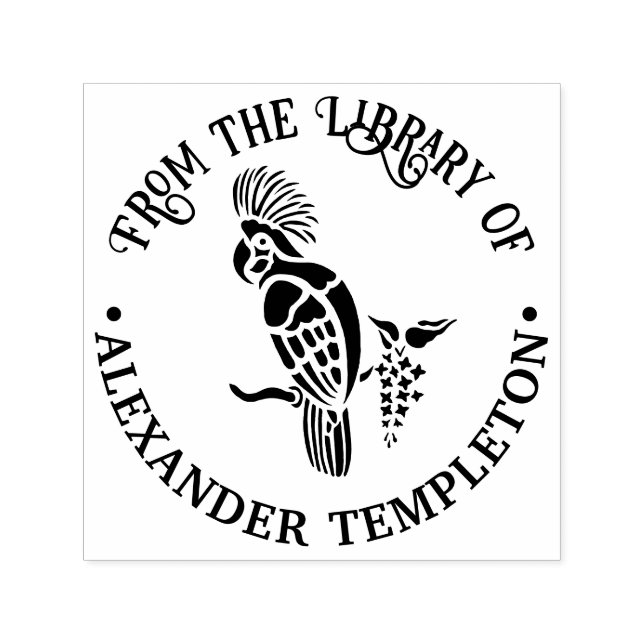 Sello Automático Loro Silueta Biblioteca Nombre del Libro (Diseño)