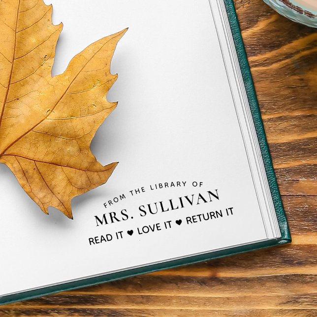 Sello Automático Los bibliotecarios lo leen, lo aman, lo devuelven  (Librarians Read It Love It Return It Personalized Self-inking Stamp)