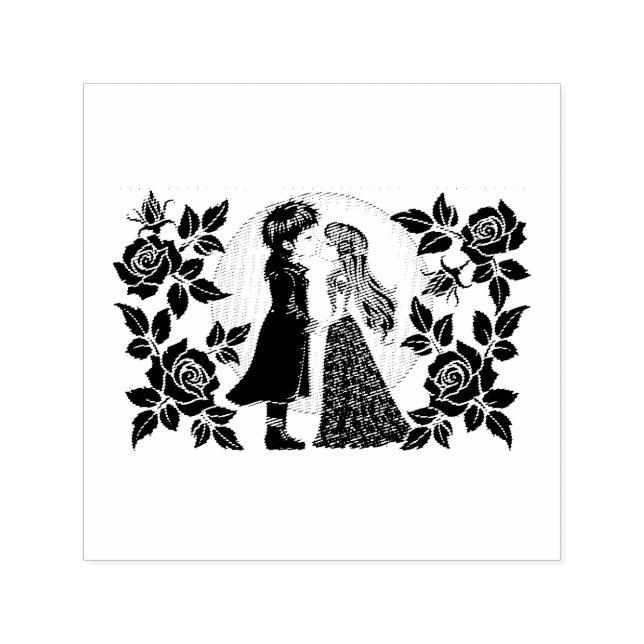 Sello Automático Los niños góticos y góticos besan a El día de San  (Diseño)