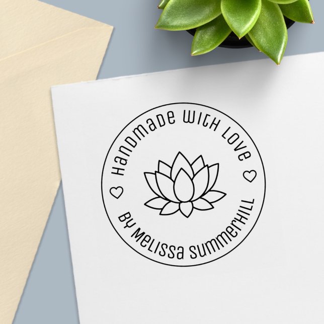 Sello Automático Lotus Flower Handmade with Love (Subido por el creador)