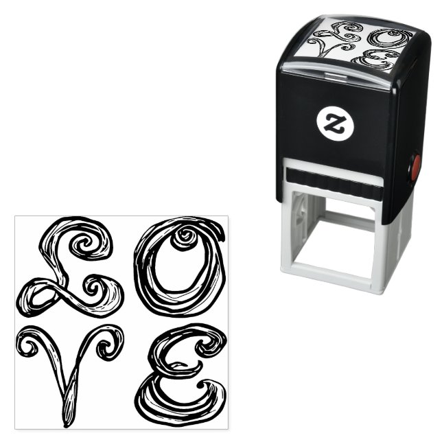 Sello Automático LOVE Word Art Fabric Font Red Letters  (In Situ)