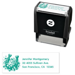 Sello Automático Lucky Horseshoe Gold Coins y dirección Clover