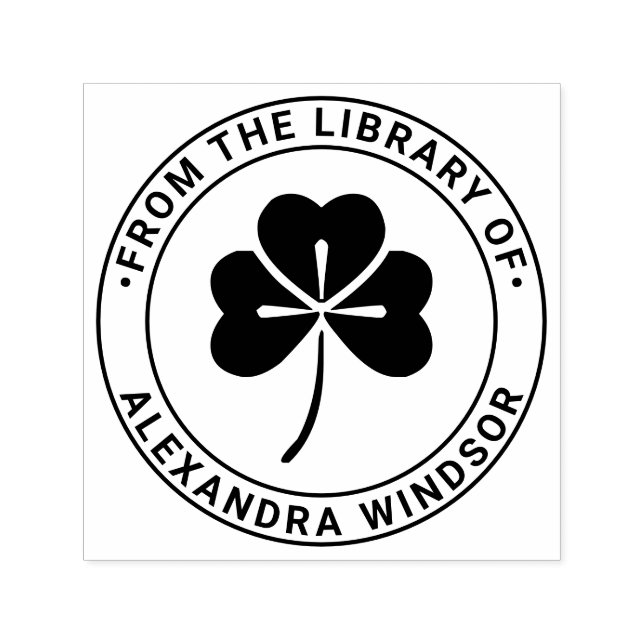 Sello Automático Lucky Shamrock #4, nombre del libro de la bibliote (Diseño)
