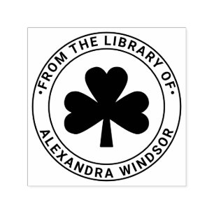 Sello Automático Lucky Shamrock #5, nombre del libro de la bibliote