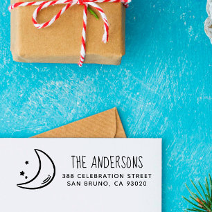 Sello Automático Luna y estrellas   Nombre de familia y dirección d