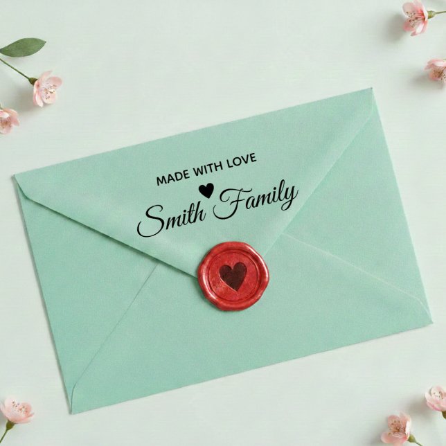 Sello Automático Made With Love Family Name Custom Label Stamp (Subido por el creador)