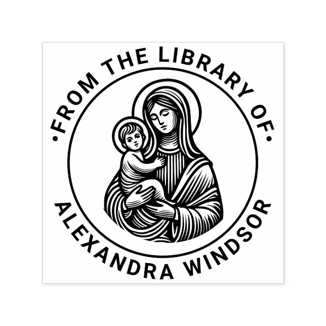 Sello Automático Madre Virgen María Niño Jesús #2 Nombre del Libro  (Diseño)