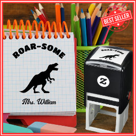Sello Automático Maestra Cute Dinosaur Elogio Calificación Ánimo