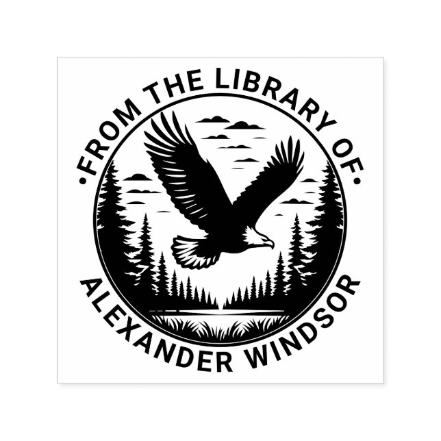 Sello Automático Majestic Bald Eagle Volando #5 Biblioteca Nombre d (Diseño)