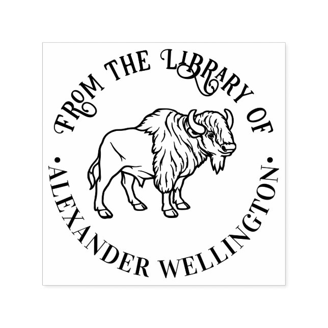 Sello Automático Majestic Bison Buffalo #6 Nombre del Libro de la B (Diseño)