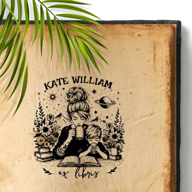 Sello Automático Mamá e hijo con Personalizado de libros ex libris (Subido por el creador)