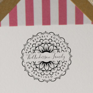Sello Automático Mandala floral tipografía moderna Dirección de ret