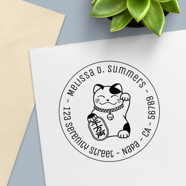 Sello Automático Maneki Neko dirección redonda japonesa de gatos af (Subido por el creador)