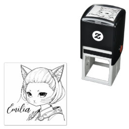 Sello Automático Manga Catgirl